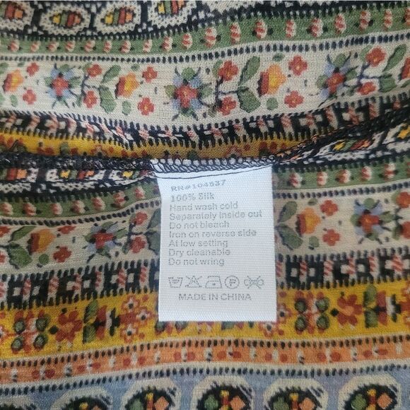 Anthropologie Burning Torch Silk Peasant Blouse Size XS - Picture 6 of 6
